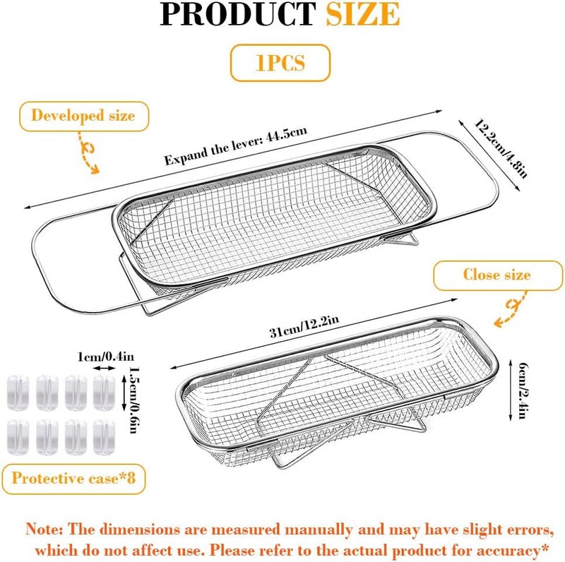 ELEPHANTBOAT ® Extendable Dish Rack with Feet, Stainless Steel Dish Drying Rack Kitchen Organizer Over the Sink, 31x13x6.5cm - Image 2