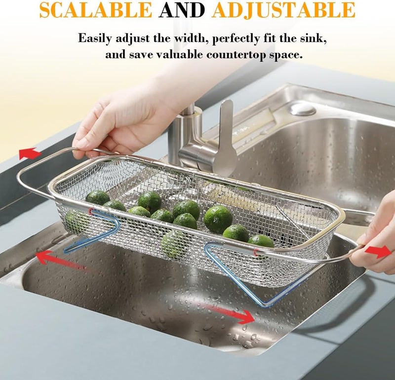 ELEPHANTBOAT ® Extendable Dish Rack with Feet, Stainless Steel Dish Drying Rack Kitchen Organizer Over the Sink, 31x13x6.5cm - Image 4