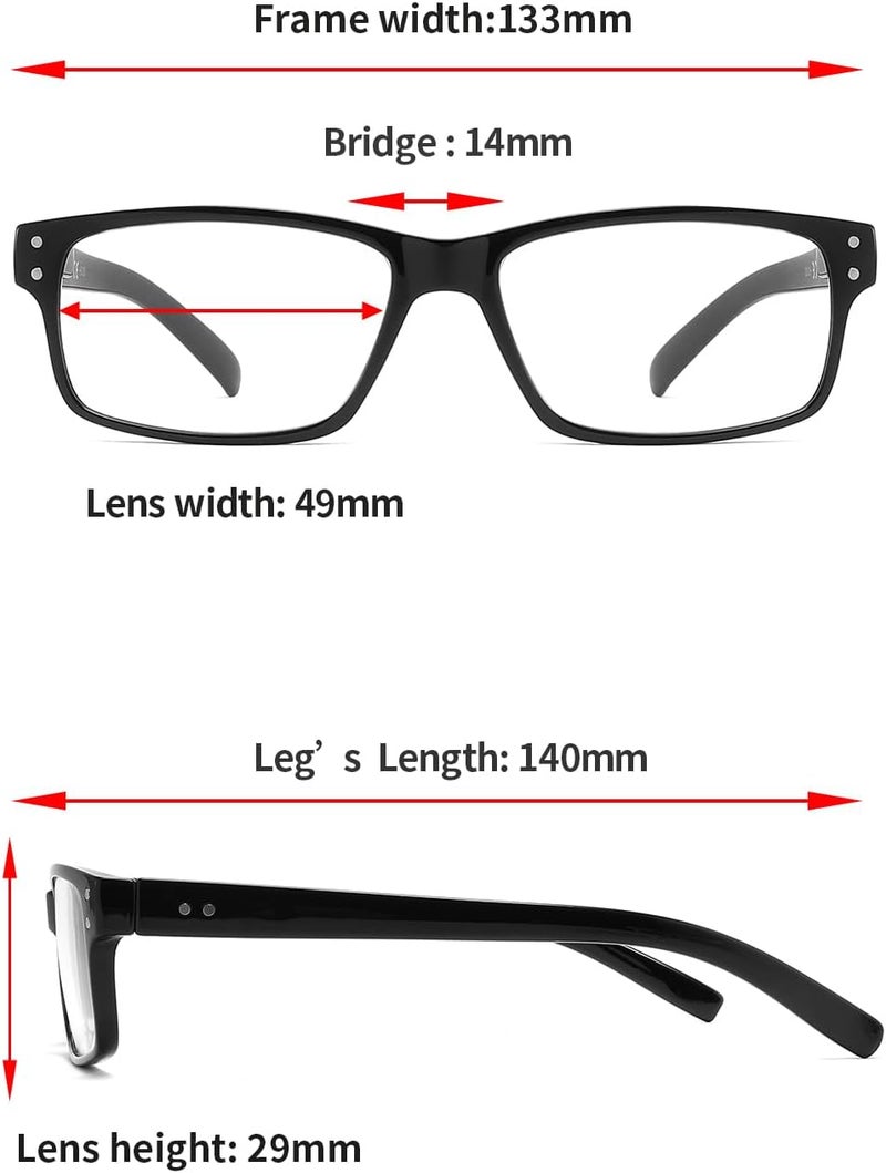 LANLANG Ventilated design 3-Pack Reading Glasses for Men,Spring Hinge,3 Colors,Clear Lens,L-L007 Multi-color available build - Image 5