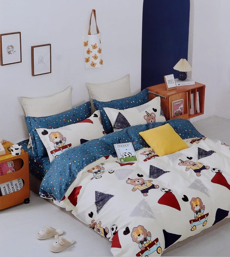 PRISCILLA 150 GSM Glace Cotton Kids Single Bed 250 TC Reversible Comforter | AC Blanket | Quilt | Duvet - All Seasons Lightweight Bedding Set with Cute Patterns - Design3 - Image 1