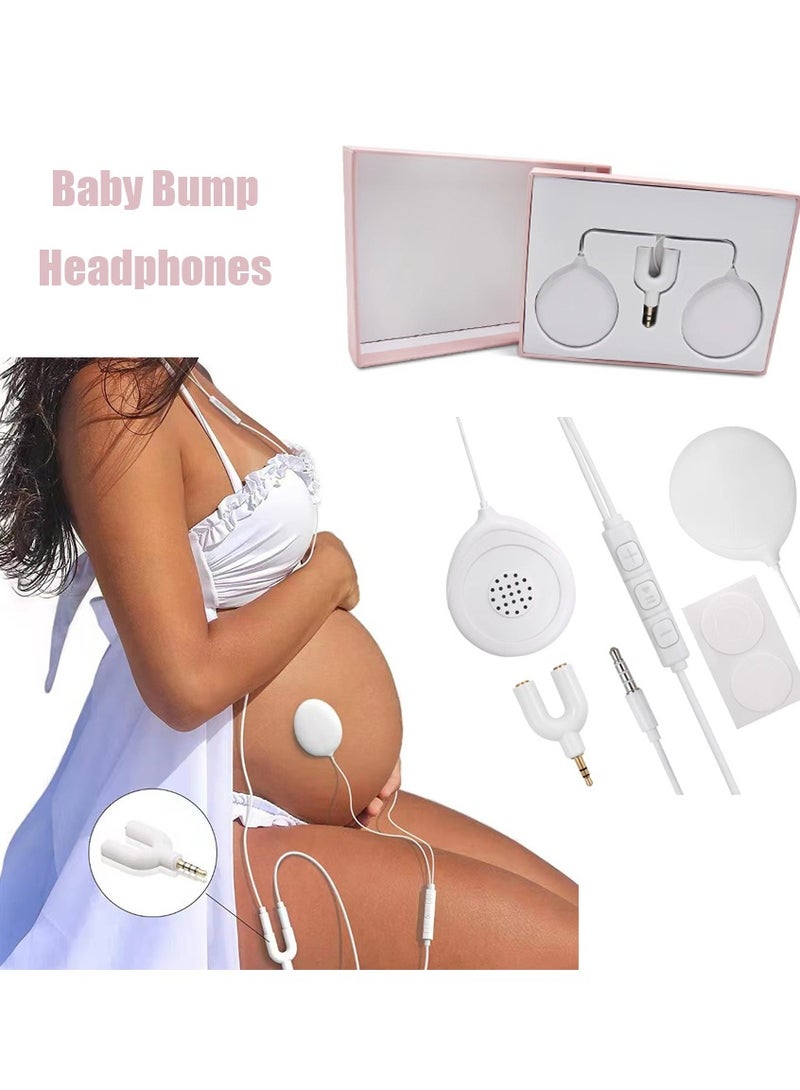 NIBEMINENT مجموعة سماعات رأس بطن الطفل، مكبر صوت محمول للموسيقى، سماعات أذن للبطن، تشغيل الموسيقى، الأصوات، الأصوات للطفل في الرحم، هدايا للمرأة الحامل - Image 1