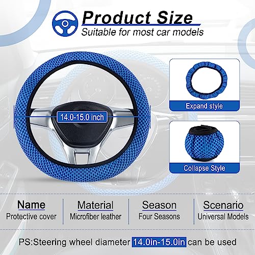 Alpmosn Elastic Stretch Steering Wheel Cover, Universal Interior Accessories Steering Wheel Cover for Women & Men, Breathable Microfiber Ice Silk, Anti-Slip, Odorless, Easy Carry(Blue) - Image 2