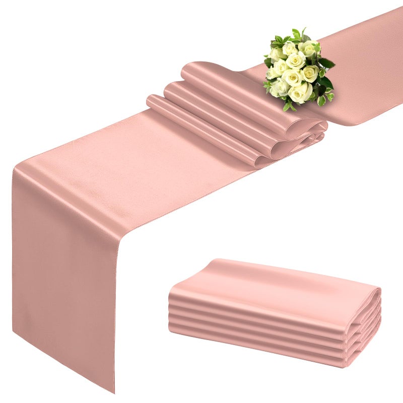 BDDC Rose Gold Table Runner 12x108 Inch - 4 Pack Satin Table Runners, Smooth Table Runner for Party Wedding Banquets Birthday - Image 1