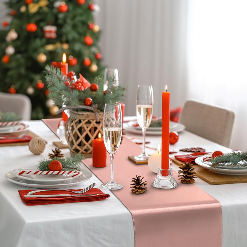 BDDC Rose Gold Table Runner 12x108 Inch - 4 Pack Satin Table Runners, Smooth Table Runner for Party Wedding Banquets Birthday - Image 2