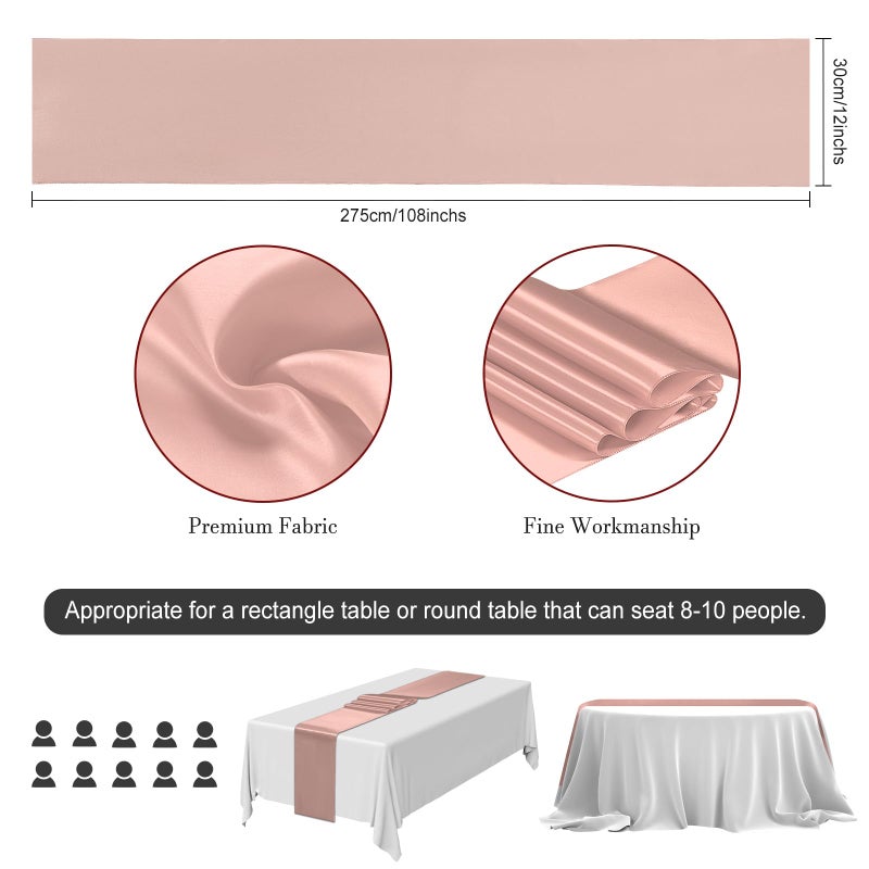 BDDC Rose Gold Table Runner 12x108 Inch - 4 Pack Satin Table Runners, Smooth Table Runner for Party Wedding Banquets Birthday - Image 3