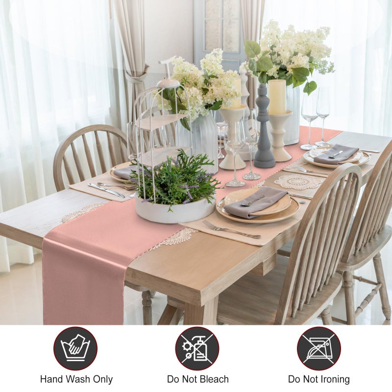 BDDC Rose Gold Table Runner 12x108 Inch - 4 Pack Satin Table Runners, Smooth Table Runner for Party Wedding Banquets Birthday - Image 4