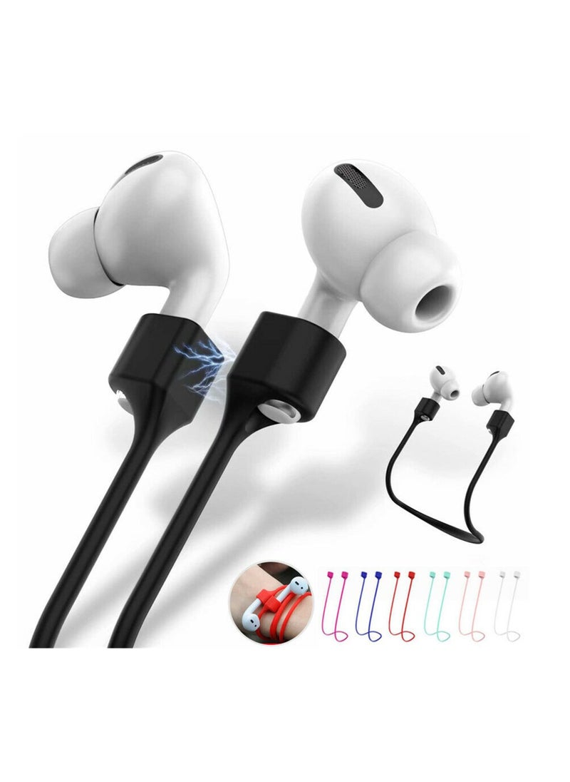 Generic Anti-Lost Soft Silicone Headset Hanging Neck Rope for AirPods 2 AirPods 3 Gen Pro Cable Lanyard Anti-Lost Straps (Black)  - Image 1