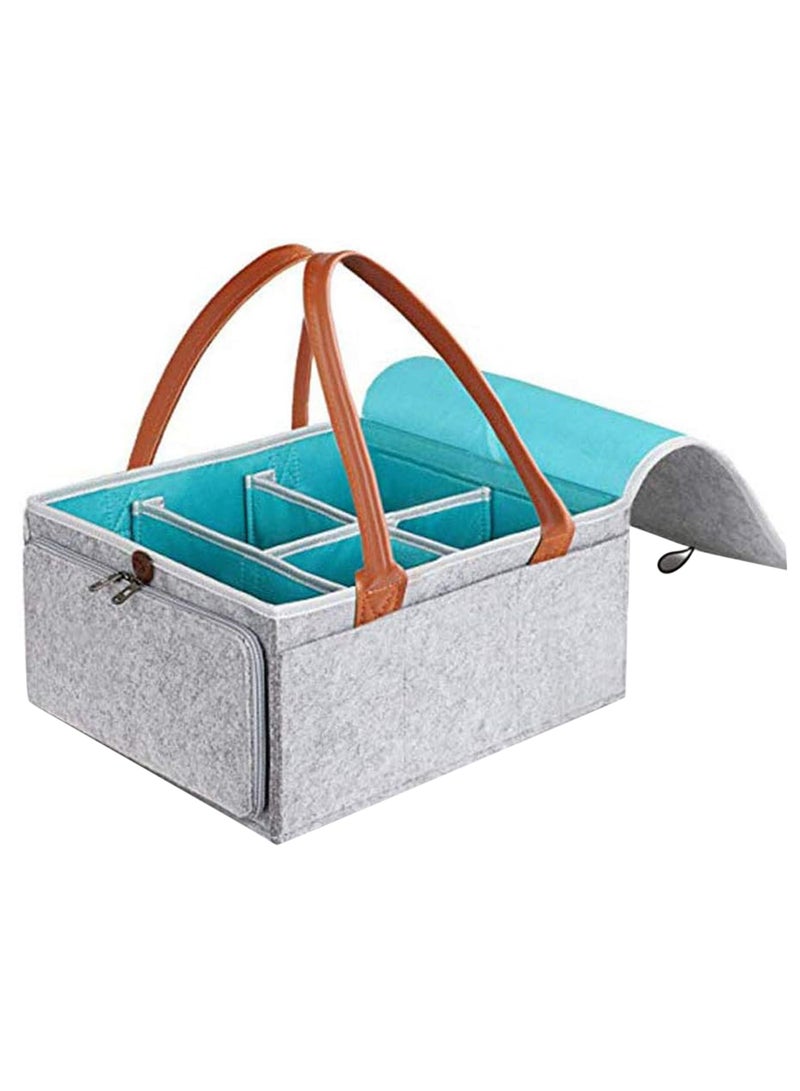 Arabest Baby Diaper Caddy Bag With Zipper Lid And Leather Handle - Image 1