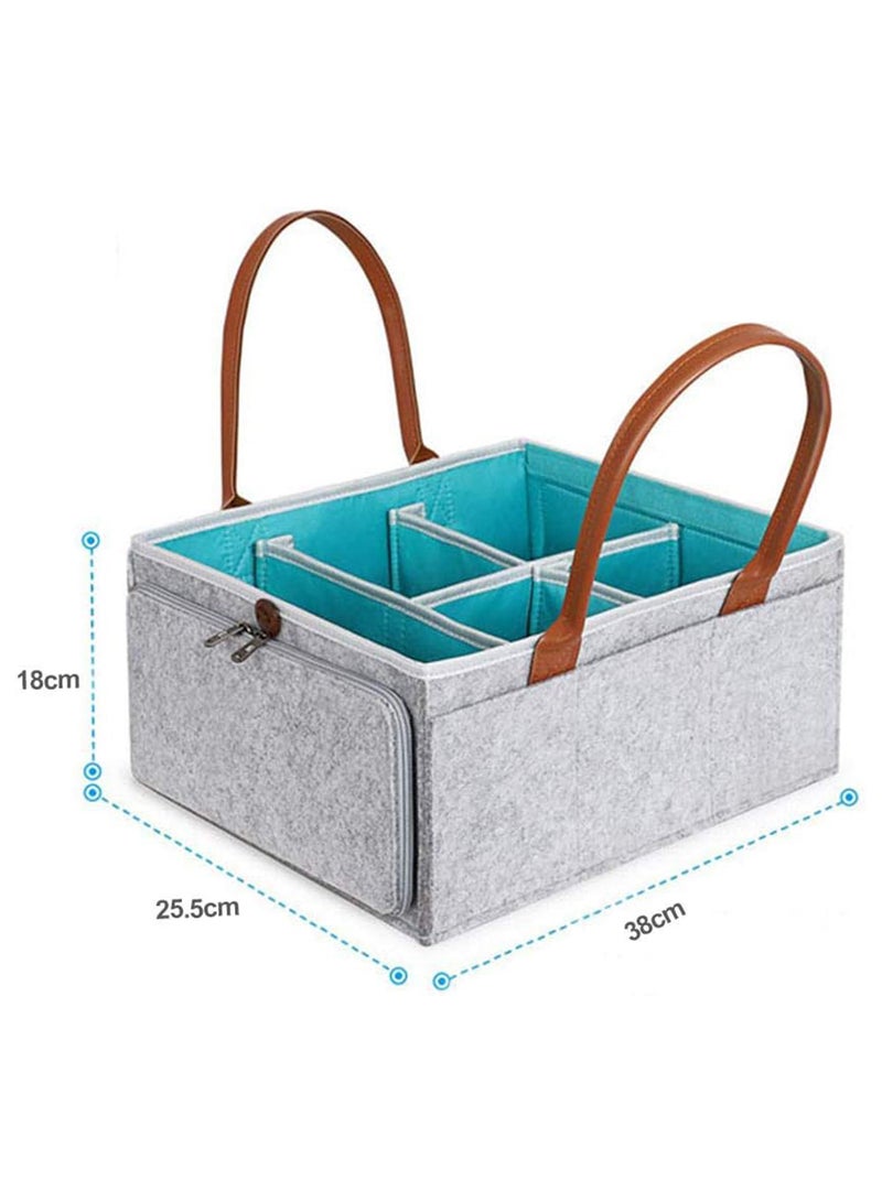 Arabest Baby Diaper Caddy Bag With Zipper Lid And Leather Handle - Image 3