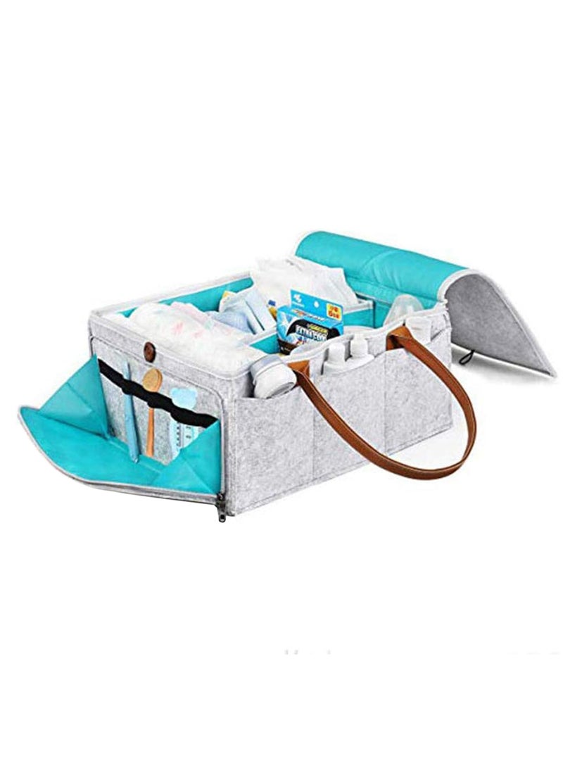 Arabest Baby Diaper Caddy Bag With Zipper Lid And Leather Handle - Image 5