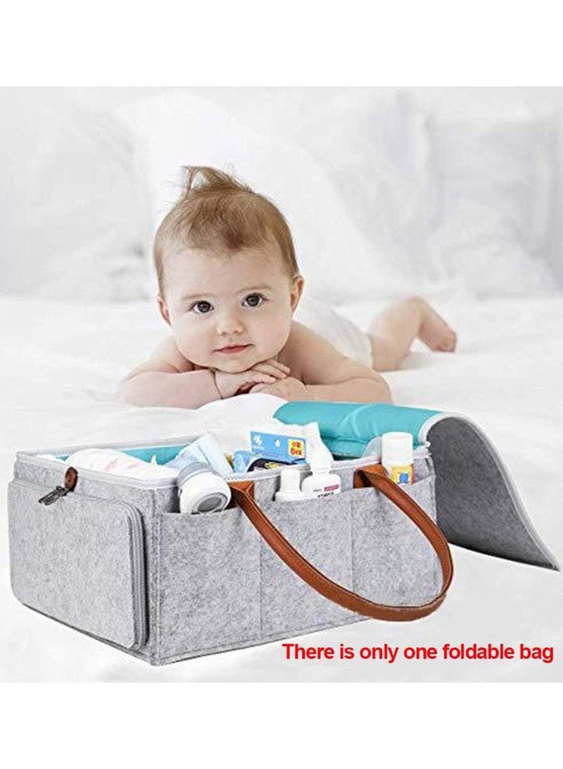 Arabest Baby Diaper Caddy Bag With Zipper Lid And Leather Handle - Image 2