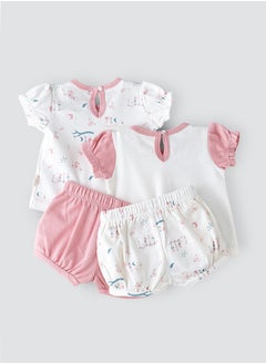 Elegant Kids Sunshine Sprinkles: Girls' Breezy Tee & Shorts Set Playful Prints & Summer Fun  - Image 2