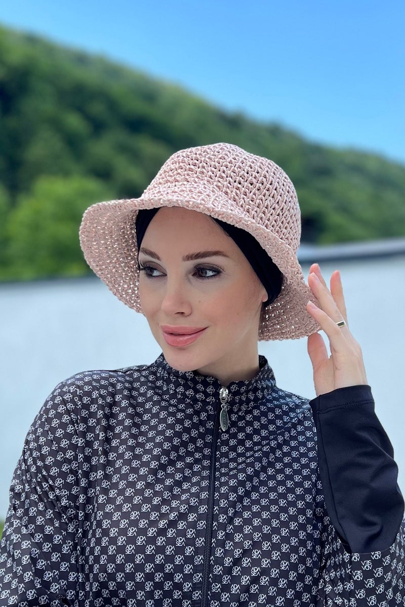 Remsa Mayo Handmade Knitted Straw Hat Rş-83 Powder  - Image 4