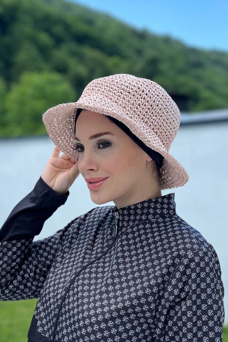 Remsa Mayo Handmade Knitted Straw Hat Rş-83 Powder  - Image 3