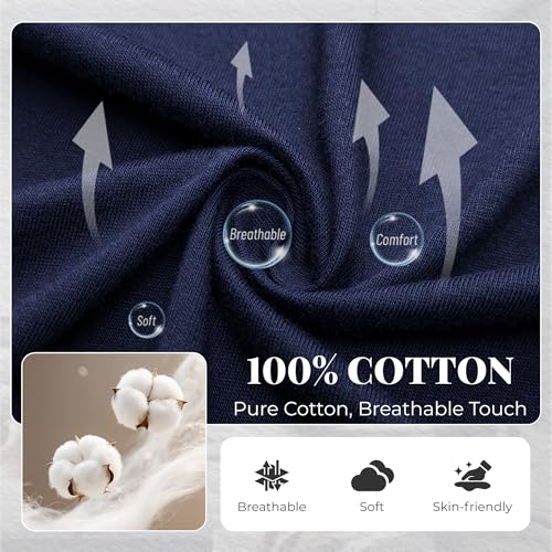 U2SKIIN Mens Cotton Pajama Set, Soft Long Sleeve Pajamas for men Lightweight Button Up Sleepwear Lounge Pjs Set with Pockets(Navy,L) - Image 2