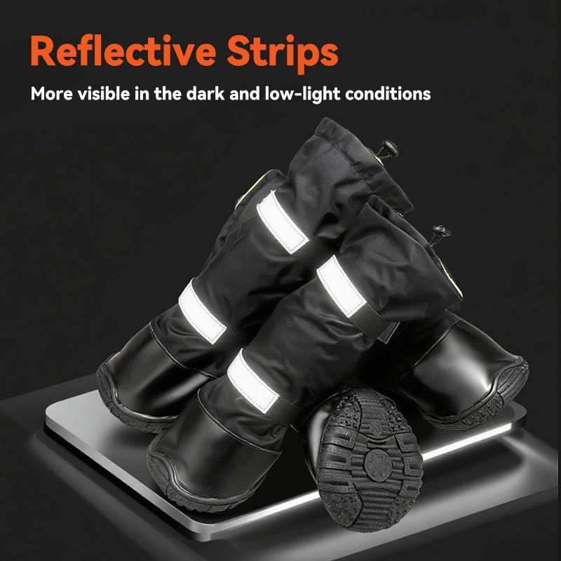 Billionchains 4 PCS Dog Boots Waterproof Dog Shoes with Reflective, Anti-Slip Pet Paw Protectors for Snowy, Rainy and Hot Pavement, Black, X-Small - Image 5