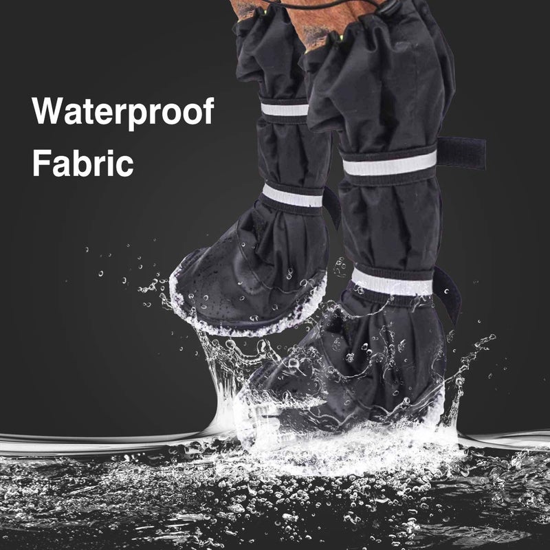 Billionchains 4 PCS Dog Boots Waterproof Dog Shoes with Reflective, Anti-Slip Pet Paw Protectors for Snowy, Rainy and Hot Pavement, Black, X-Small - Image 4