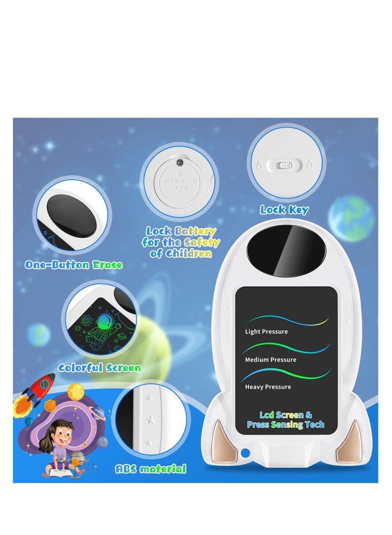 LCD Writing Tablet for kids, Drawing Tablets Board Toys Gifts for Toddler 2 3 4 5 6 7 Year Old, Boys Girls Magic Drawing Pad, Rocket Travel Activity Learning Toy, Birthday Presents
