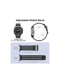 Lacoz Lacoz Ultra Marine Adjustable Soft Silicone Replacement Straps with Metal Clasp Suitable For 42 44 45 49 mm Smartwatch  Black  - Image 3