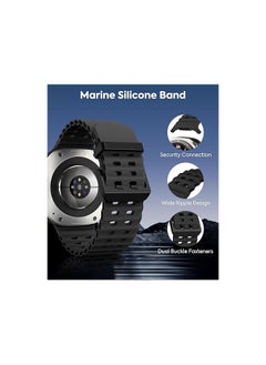 Lacoz Lacoz Ultra Marine Adjustable Soft Silicone Replacement Straps with Metal Clasp Suitable For 42 44 45 49 mm Smartwatch  Black  - Image 4