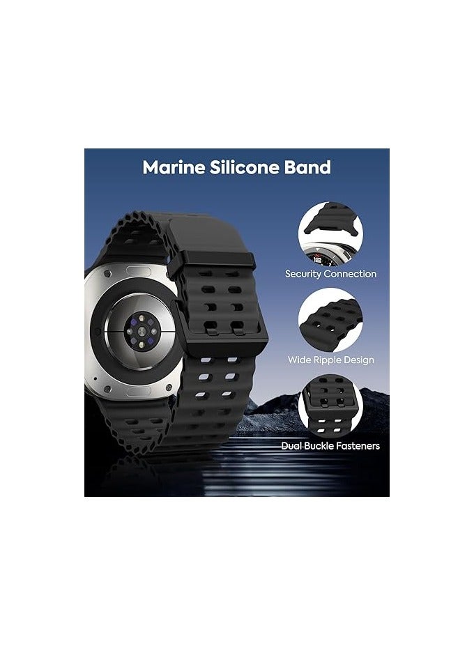 Lacoz Ultra Marine Adjustable Soft Silicone Replacement Straps with Metal Clasp Suitable For 42 44 45 49 mm Smartwatch  Black - Image 4