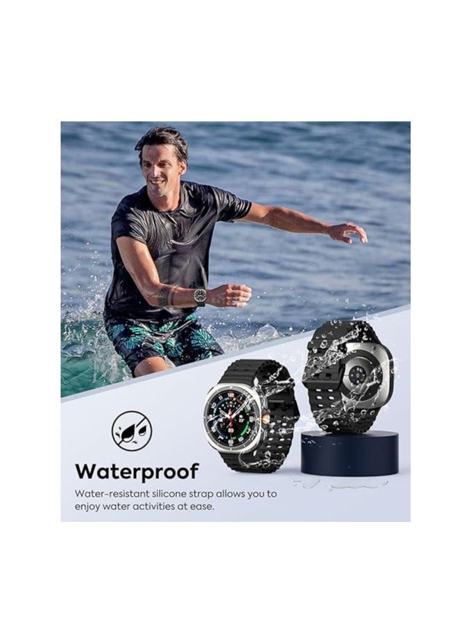 Lacoz Ultra Marine Adjustable Soft Silicone Replacement Straps with Metal Clasp Suitable For 42 44 45 49 mm Smartwatch  Black - Image 5
