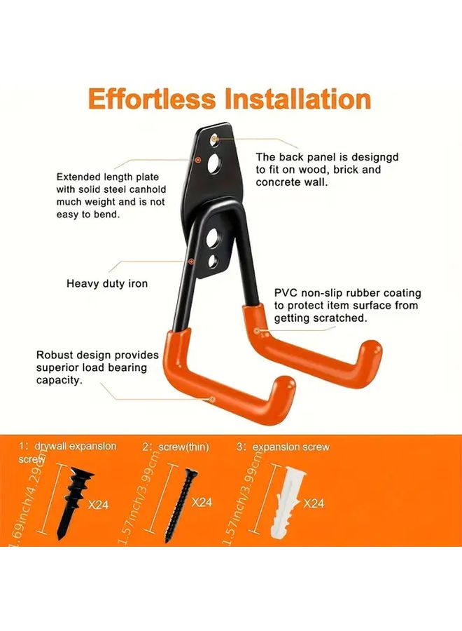 Orange Heavy Duty Metal Wall Hook For Garage Bike Tool Storage - Image 4