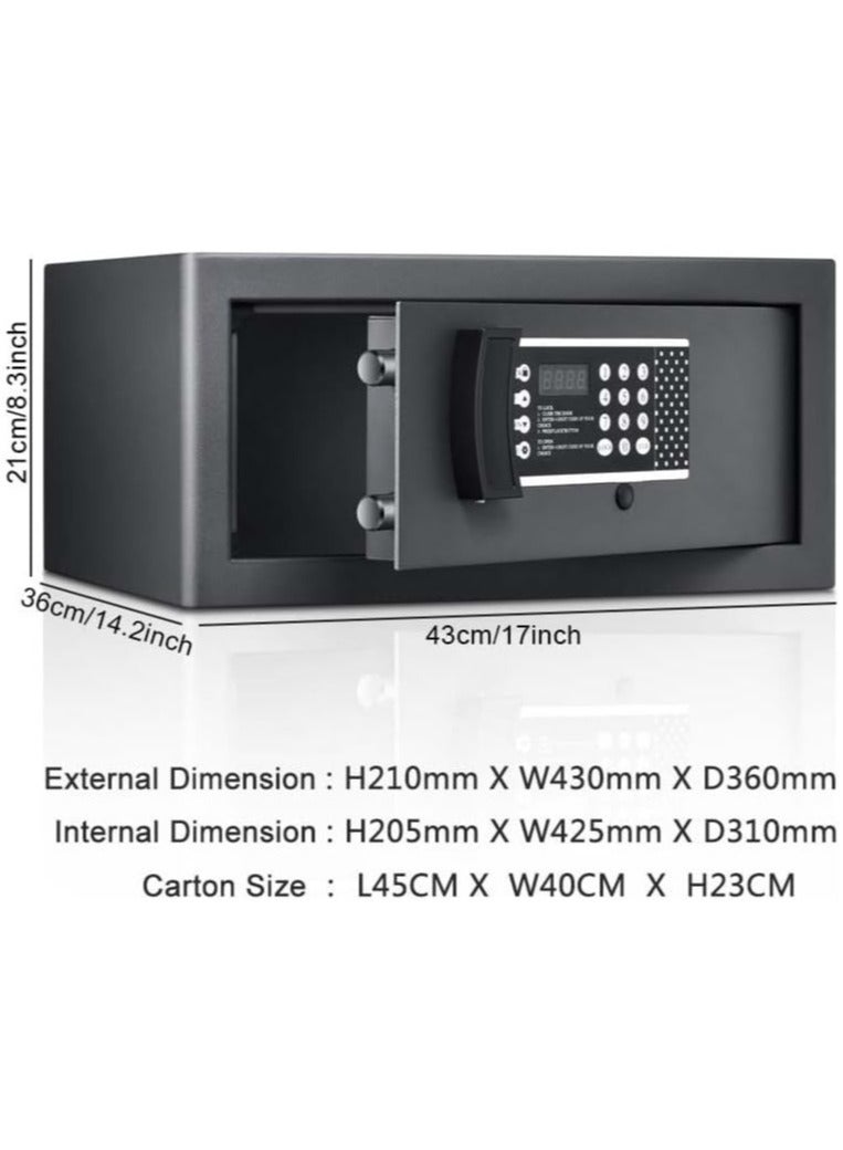 VUCATIN Fireproof Safe Box with Key Lock Anti-Theft Digital Security Box with Programmable Keypad Security Cabinet Money Safe Lock Box for Home Hotel Office (21*43*36cm) - Image 4