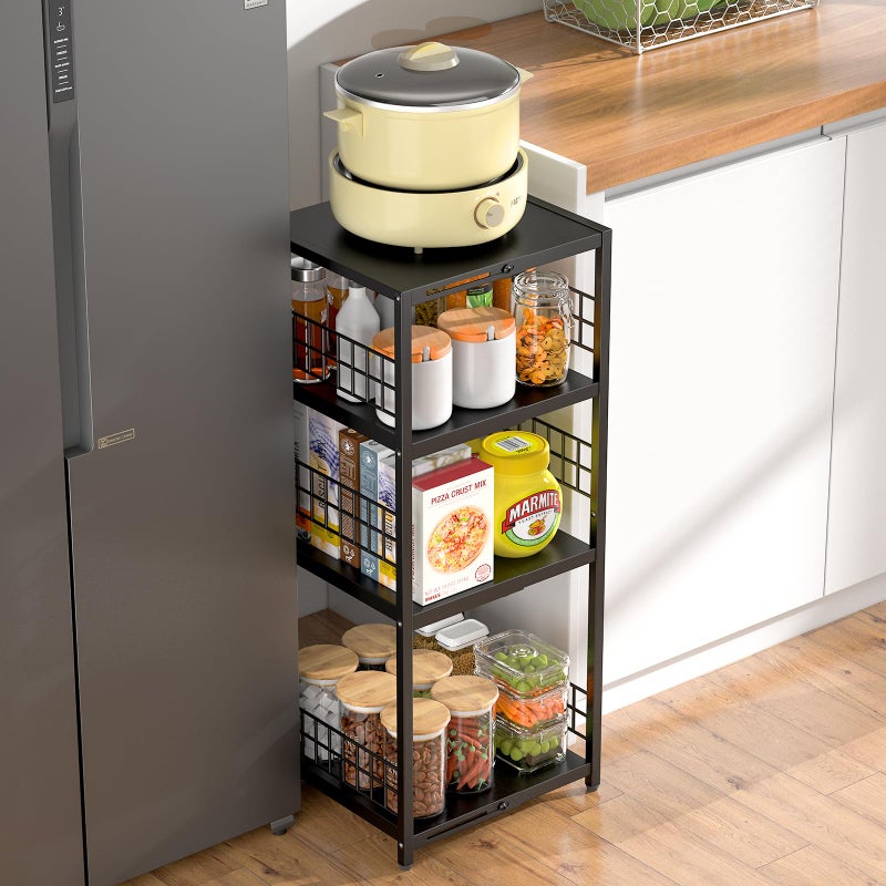 DAOUTIME Expandable Slim Storage Shelf, 4 Tier Metal Shelving Unit for Bathroom Storage Organizer, Freestanding Narrow Shelf for Small Spaces, Open Floor Shelves for Bathroom, Laundry Room, Kitchen - Image 4