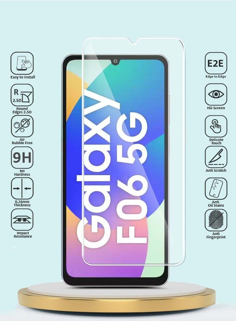 راكسوم واقي شاشة زجاجي مقوى فاخر من GMAX لهاتف سامسونج جالاكسي F06 5G 2025 / M06 5G 2025 - صلابة 9H، حواف منحنية 2.5D، رؤية فائقة الوضوح عالية الدقة، مقاوم للخدوش، ملمس ناعم، سهل التركيب بدون فقاعات - شفاف - Image 2