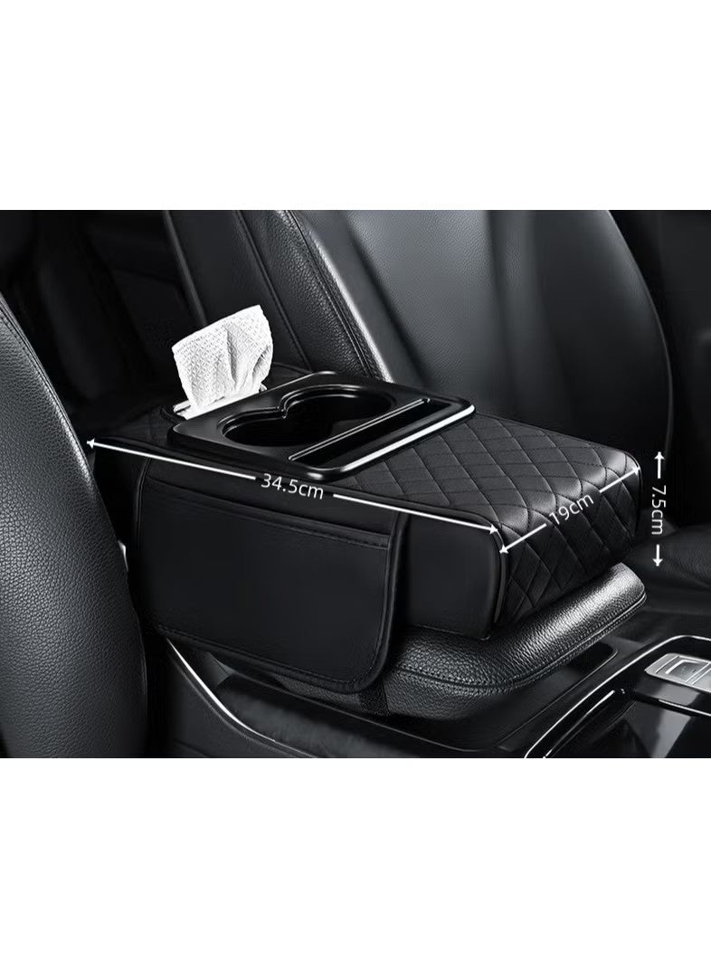 OMEVE Multipurpose Car Center Console Heighten Cover, Leather Car Armrest Booster Pads, Leather Car Armrest Cover Protector, Armrest Box, Suitable for Most Vehicles, SUVs, Trucks, Cars (Black) - Image 2