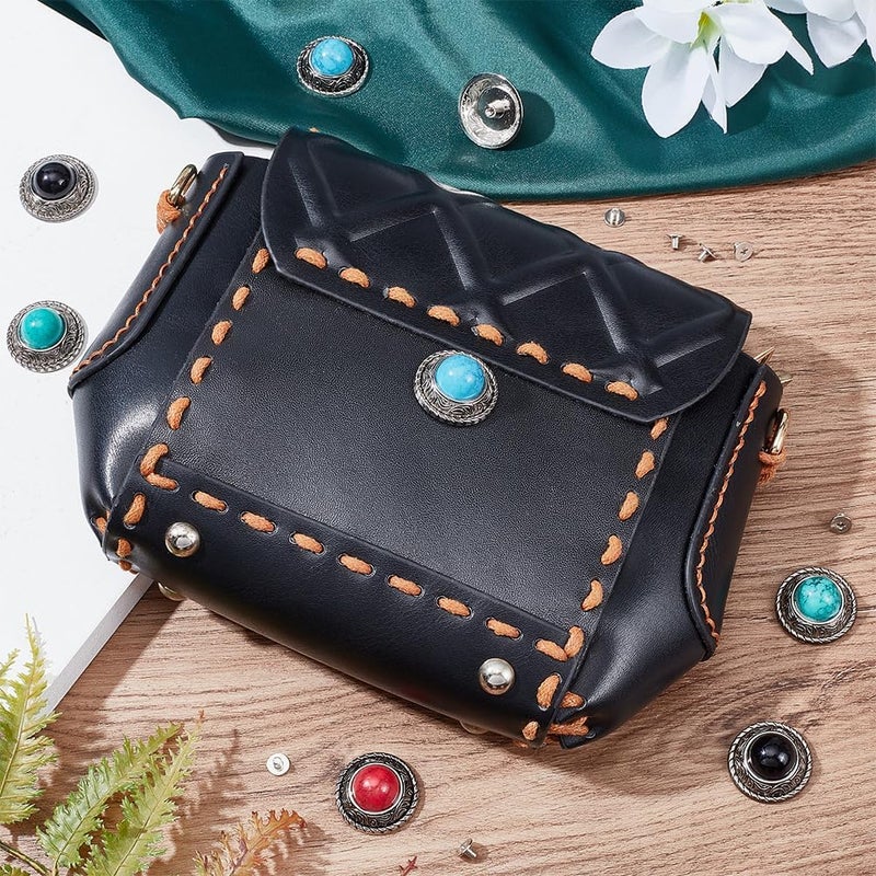 klarako 24 Sets Metal Eye Decorative Buckle, 4 Colors Round Conchos Unique Decorative Buckle - Image 5