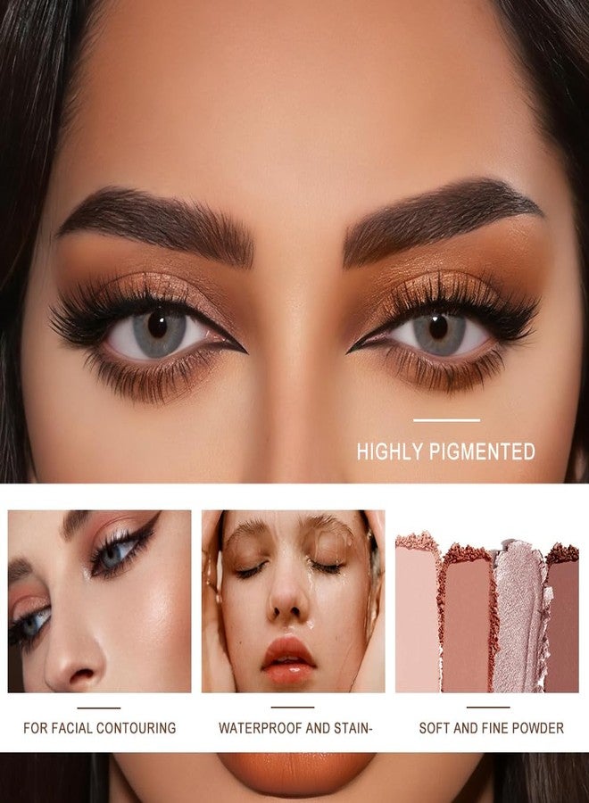 Houksouml 4-Pack Single Eyeshadow Set, 3 Matte & 1 Glitter Neutral Brown Nude Shades, Waterproof Long-Lasting Silky Smooth Highly Pigmented Blendable Eye Shadow Makeup for Daily Natural & Party Look-01 - Image 3