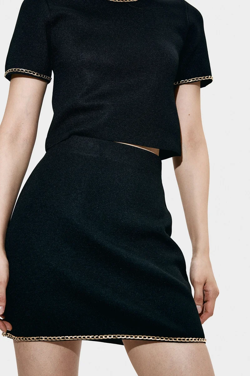 H&M Chain-Detail Knitted Skirt