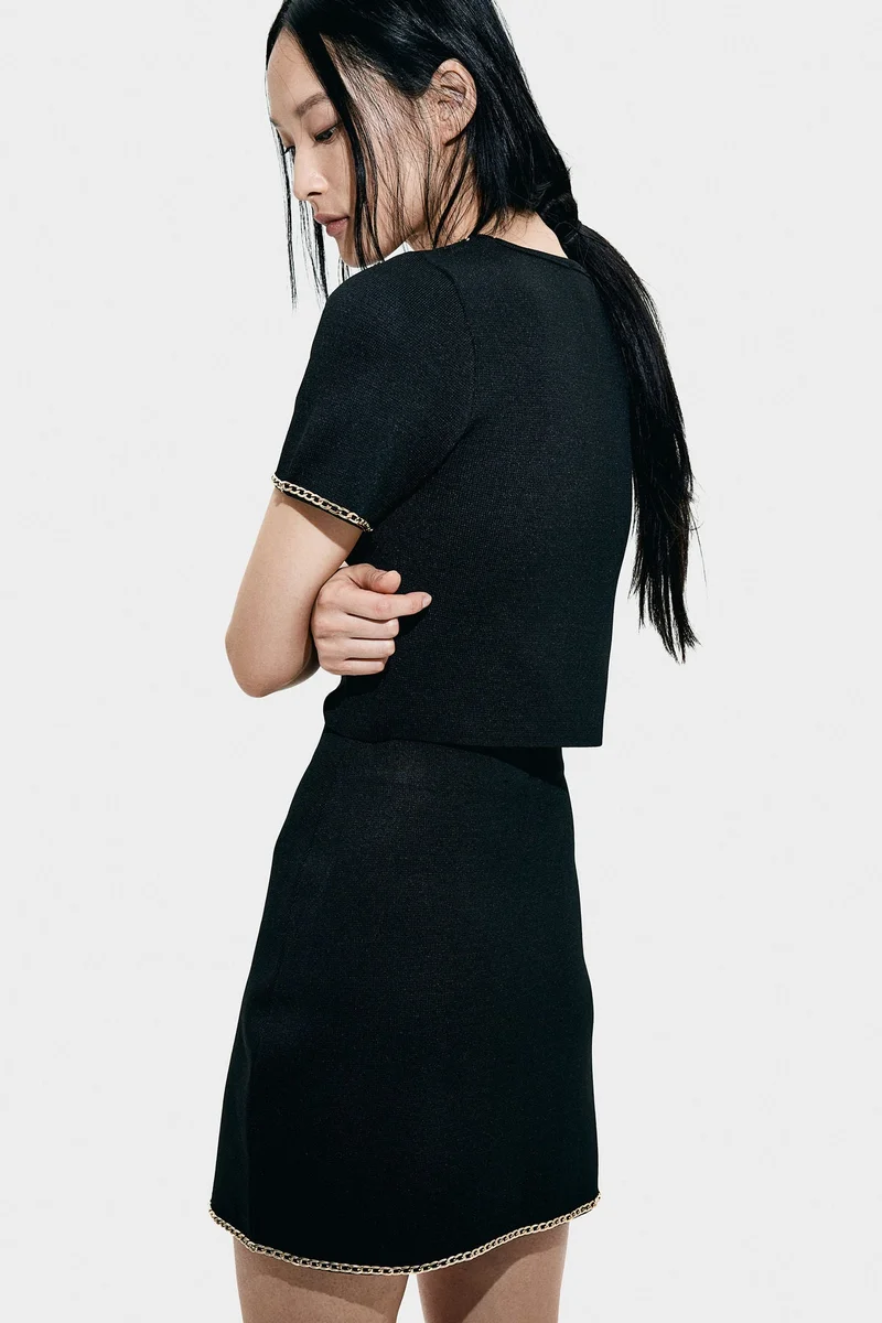 H&M Chain-Detail Knitted Skirt