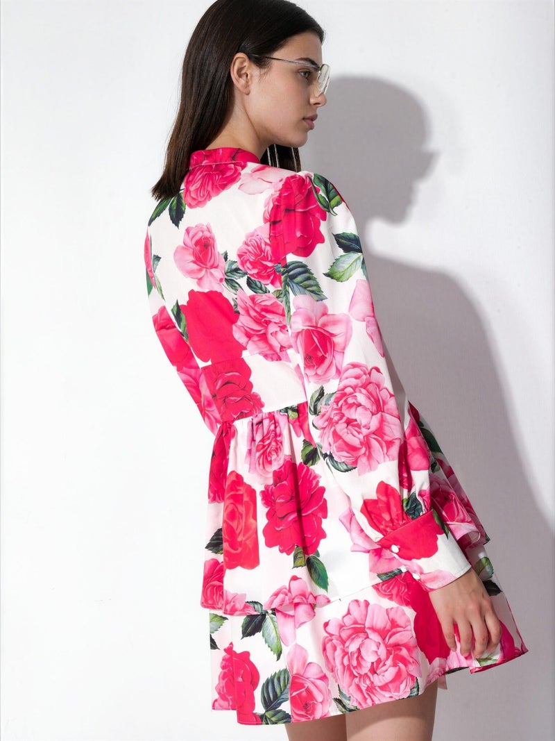 Jennyfer Floral mini shirt dress with bow detail - Image 3