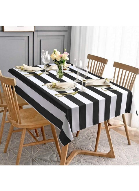 ASPMIZ Black and White Striped Tablecloth for Rectangle Tables, Geometric Stripe Waterproof Table Cloth for Kitchen Dining Room, Polyester Tablecloth Rectangle 60” x 120”