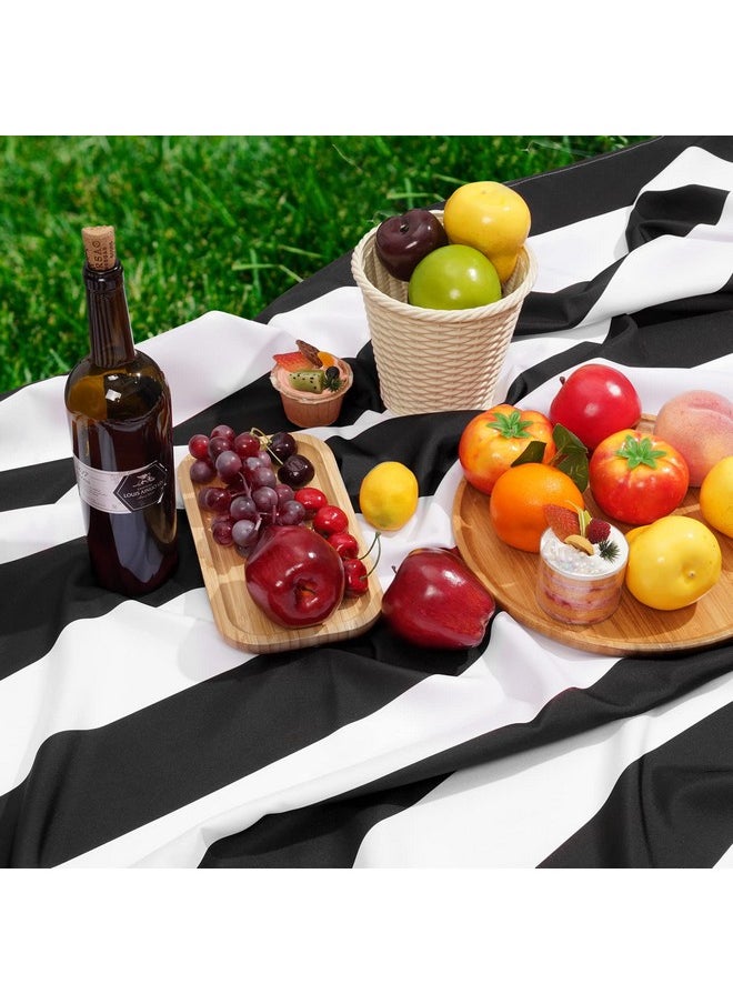 ASPMIZ Black and White Striped Tablecloth for Rectangle Tables, Geometric Stripe Waterproof Table Cloth for Kitchen Dining Room, Polyester Tablecloth Rectangle 60” x 120”