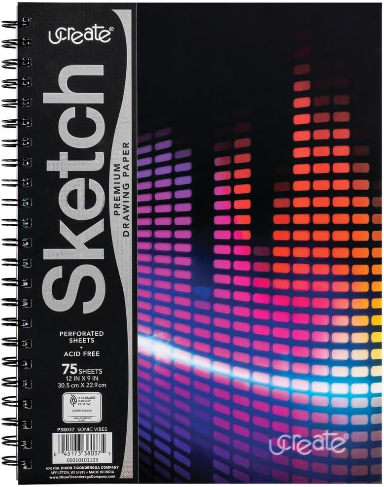 UCREATE Fashion Poly Sketch Book, Sonic Vibes, 9" x 12", 1 Count - Image 1