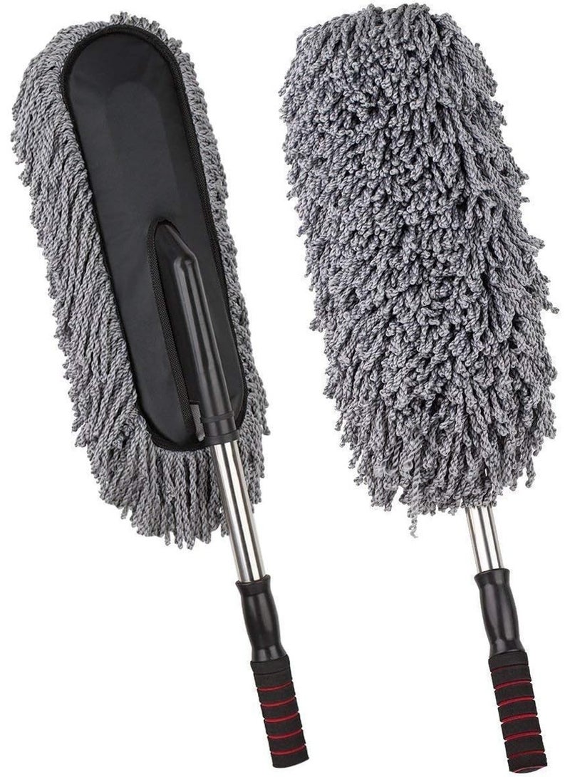 ON MART Microfiber Car Duster, Portable Dust Cleaning Brush, Long Unbreakable & Retractable Handle for Car Exterior & Interior Detailing - Image 1