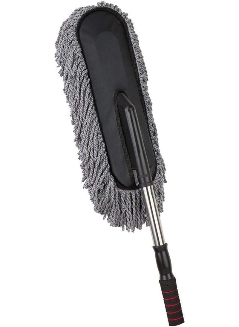 ON MART Microfiber Car Duster, Portable Dust Cleaning Brush, Long Unbreakable & Retractable Handle for Car Exterior & Interior Detailing - Image 3
