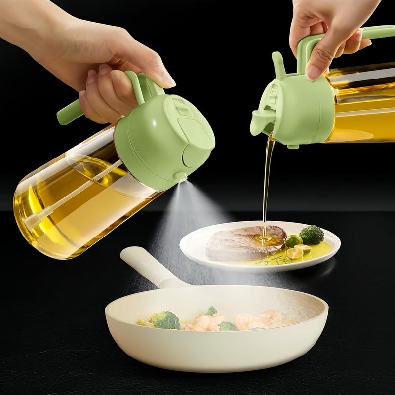 PEIPU Oil Sprayer for Cooking, 2 in 1 Olive Oil Dispenser Bottle for Kitchen, 16oz/470ml Premium Glass Oil Bottle, Food-grade Oil Mister for Air Fryer, Salad, Frying, BBQ (Green) - Image 3