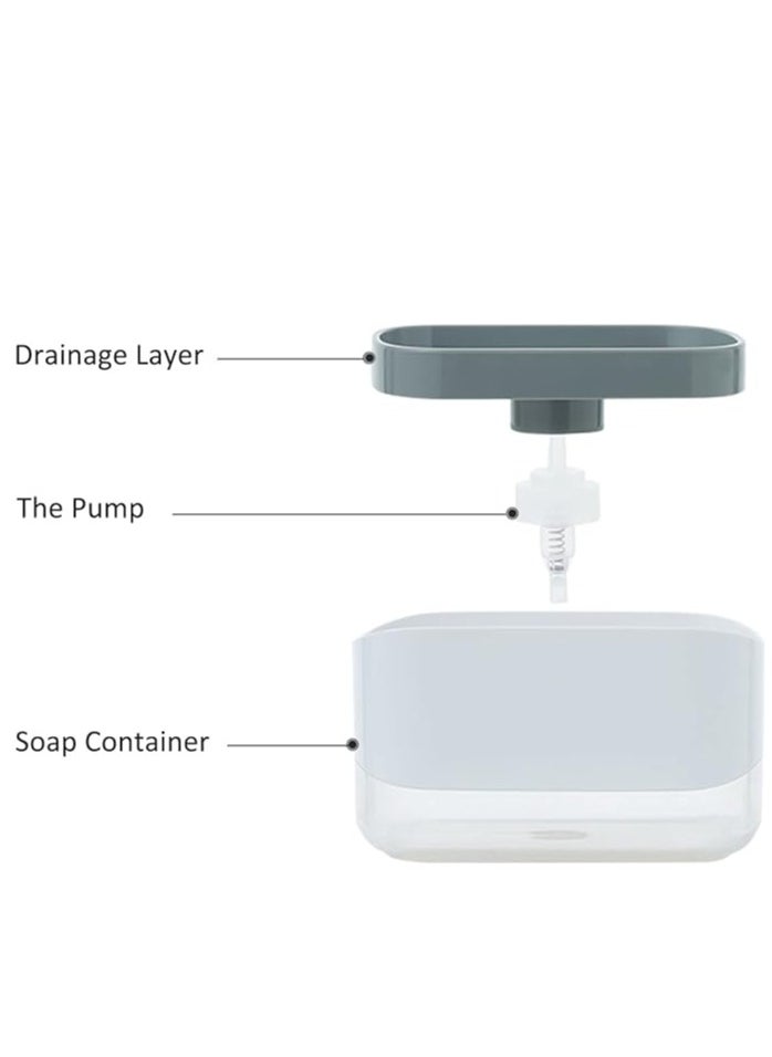 Generic Soap Pump Dispenser and Sponge Holder, 10 Ounces / 300ml Dish Soap Dispenser for Kitchen,White  - Image 2