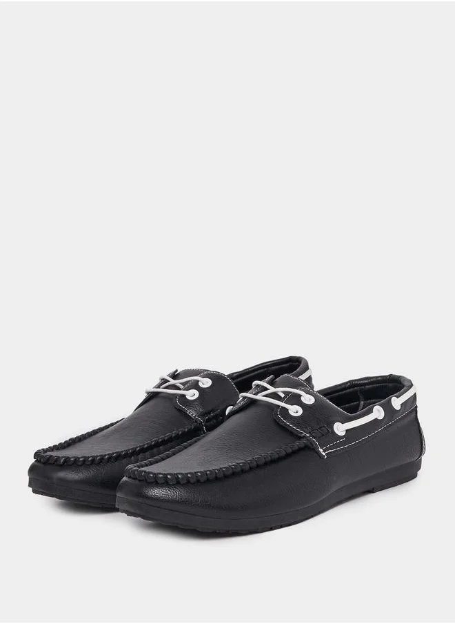 Styli Lace Detail Slip On Loafers