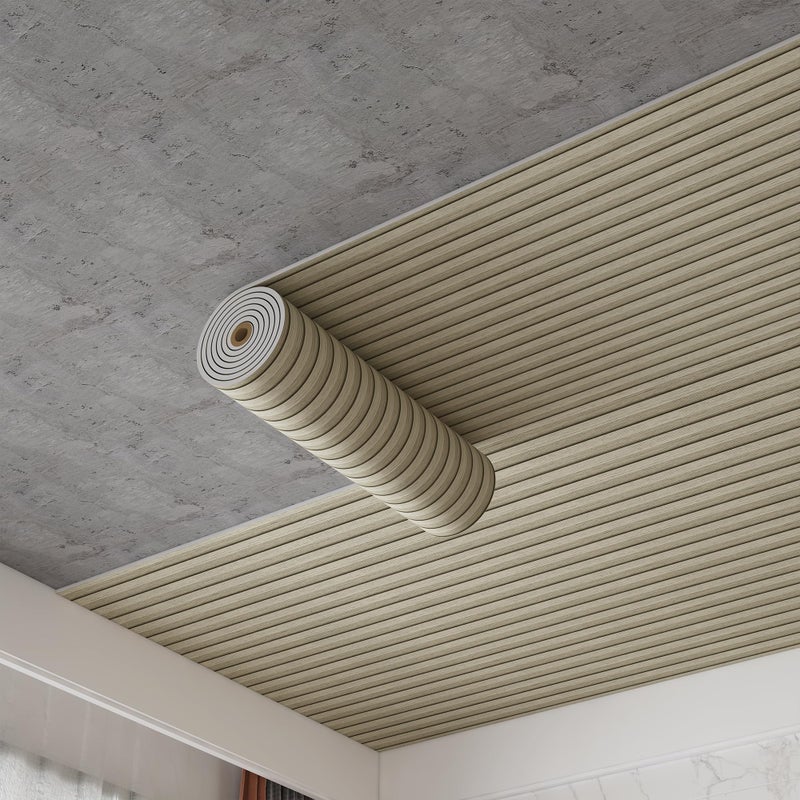 LVSHI Peel and Stick PVC Slat Wall Panels, Wood Grain Self-Adhesive Soundproof Moisture-Resistant Paneling, 3D Faux Wood Panels for Bedroom Bathroom Walls & Ceilings 118"x15.75"(Off-White,13Sq.ft) - Image 3