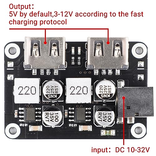 DROK 12V to 5V DC USB Buck Converter, Dual USB Port Fast Charger Board Auto Power Supply Adapter DC-DC 10-32V 12V 24V to 5V 9V Voltage Step Down Regulator Car Volt Transformer - Image 2