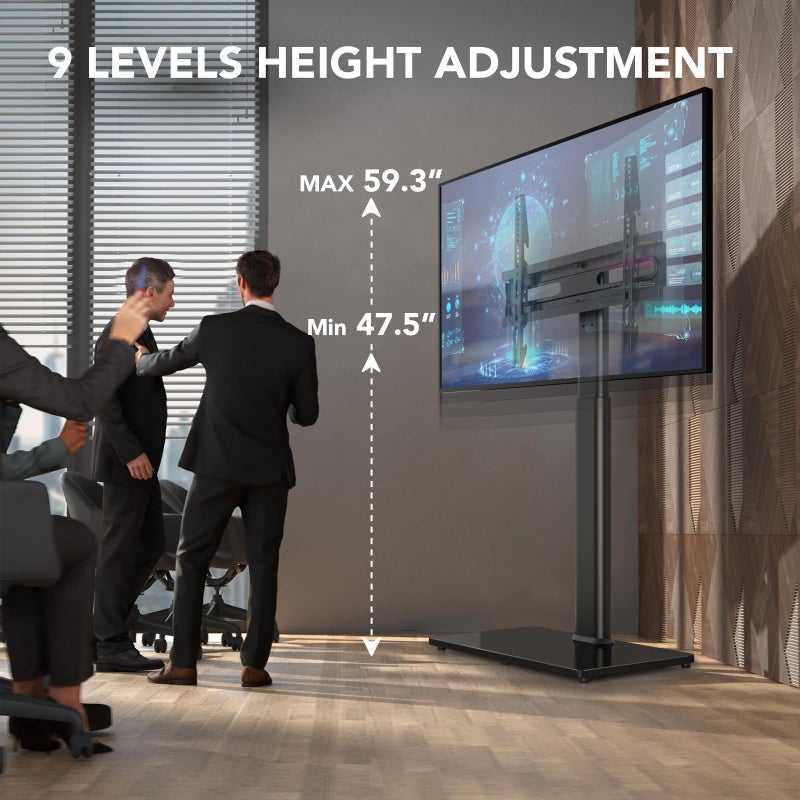 AX WABER Universal TV Floor Stand with Mount for 27 to 65 inch TVs,Swivel Standing TV Stand with 9 Level Height Adjustable,Space Saving Design Tall TV Stand for Living Room/Bedroom/Dorm/Corner Black - Image 3