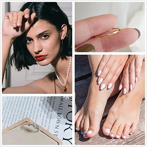 Honsny 12PCS Silver Plated Rings Adjustable Open Rings for Women Cute Stackable Thumb Rings Joint Chain Midi FingerArrow Knot Wave Band Rings Set - Image 3