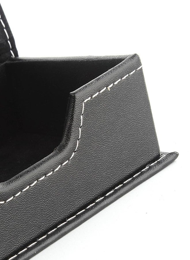 Luzen 1PC Square PU Leather Self-Stick Note Pad Holder Dispenser Desktop Sticky Notes Box Memo Paper Notepad Holder Business Card Desk Organizer for Home Office School Supplies, Black - Image 4