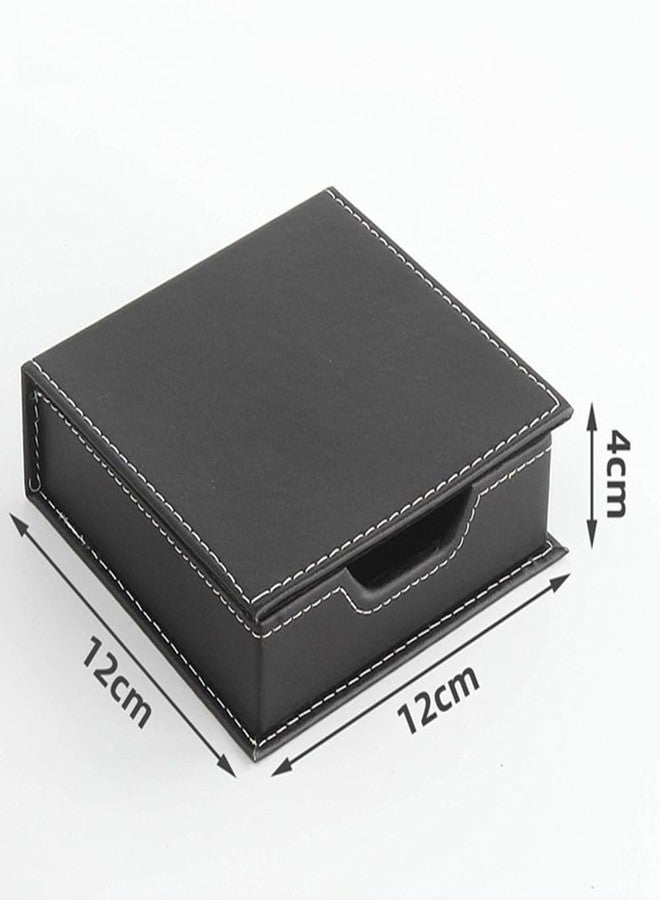 Luzen 1PC Square PU Leather Self-Stick Note Pad Holder Dispenser Desktop Sticky Notes Box Memo Paper Notepad Holder Business Card Desk Organizer for Home Office School Supplies, Black - Image 5